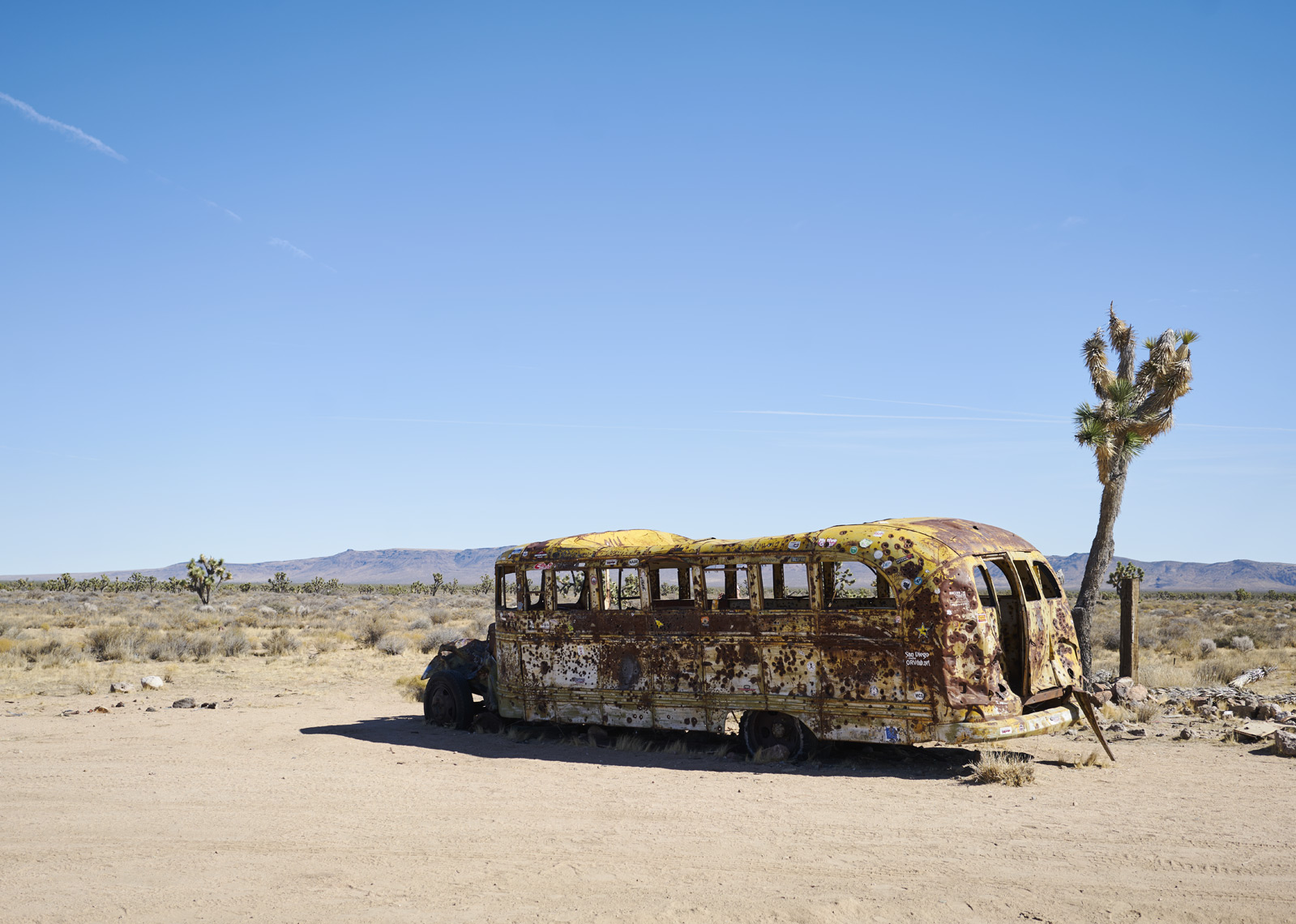 Abandoned school bus along Mojave Road in California Sean Dagen Photography