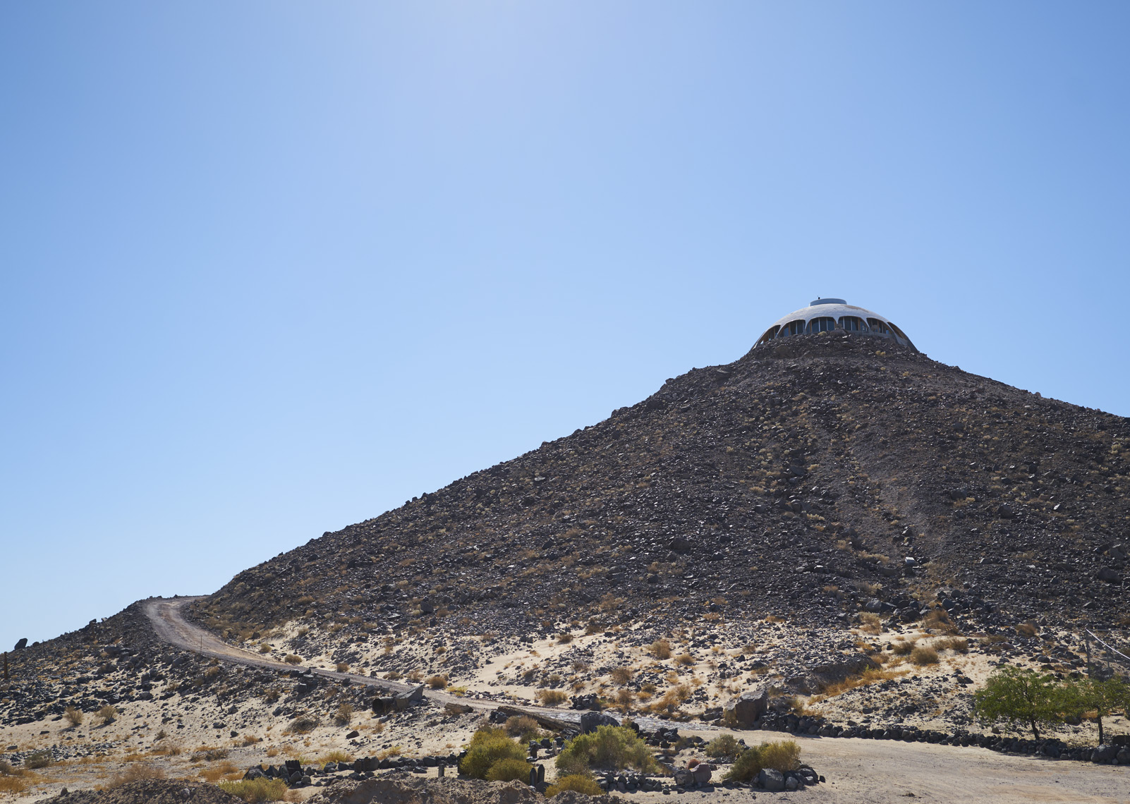 Mid century modern house atop a cinder cone volcano in Newberry Springs California Sean Dagen Photography