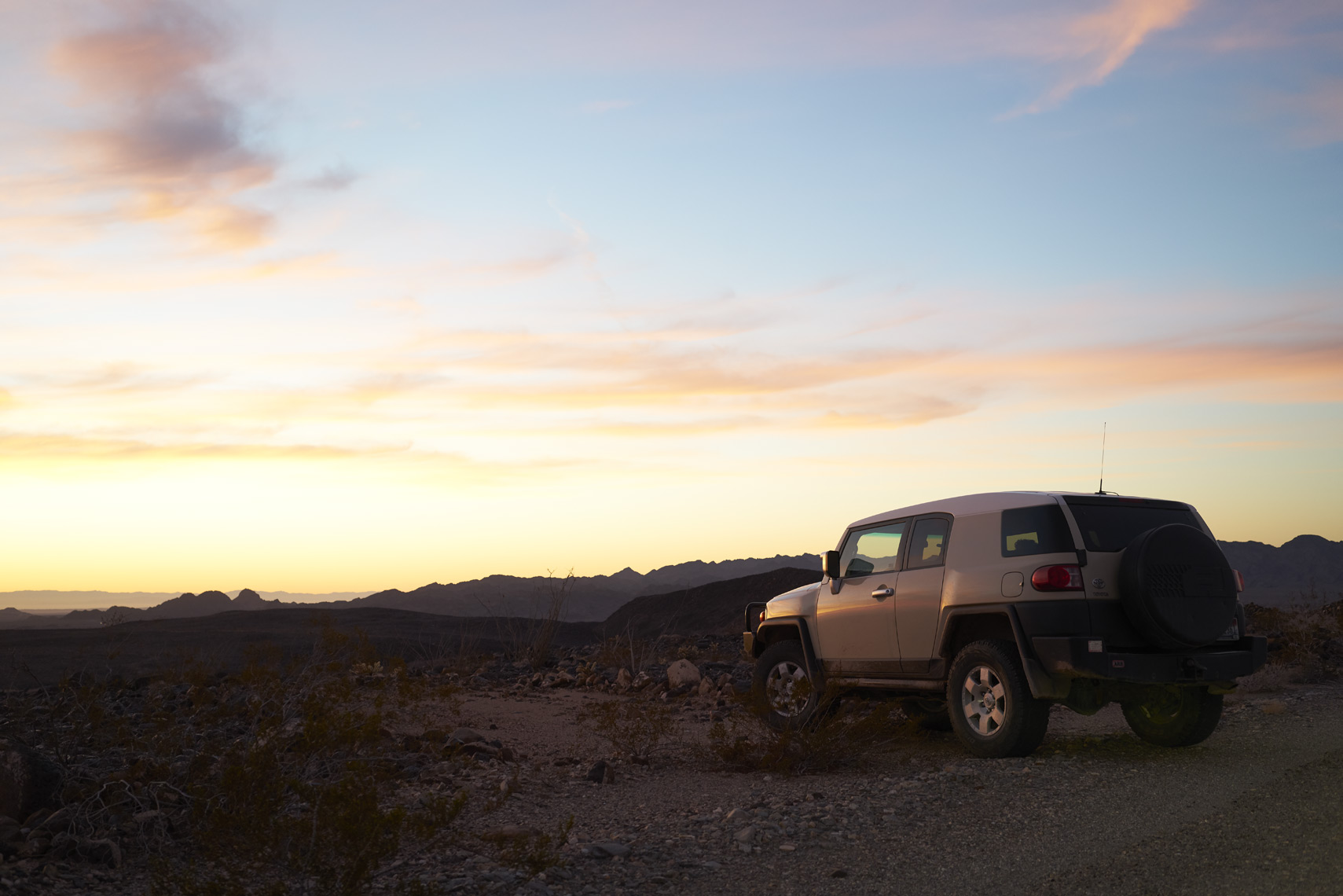 Toyota FJ at sunset on Black Mountain in California Sean Dagen Photography